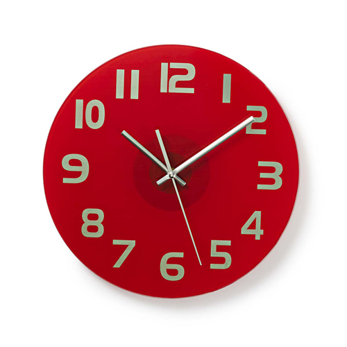 Orologio da parete circolare | Diametro 30 cm | Numeri facili da leggere | Rosso brillante