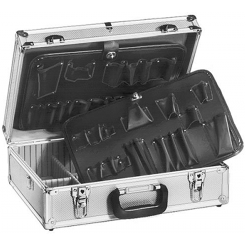 Suitcase holder in aluminum tool 456 x 330 x 152 mm with rack