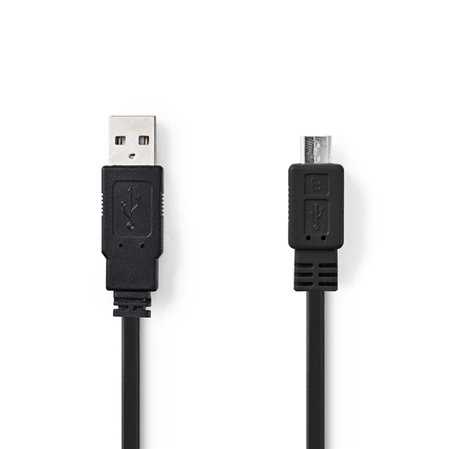 Cavo piatto USB 2.0 | A maschio - Micro B maschio | 1.0 m | Nero