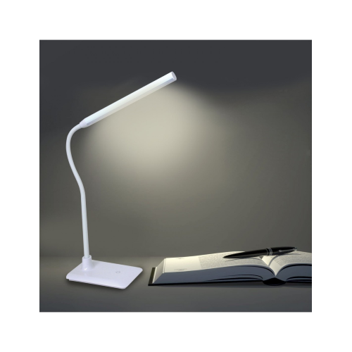 White 6W LED table lamp with touch switch and power supply